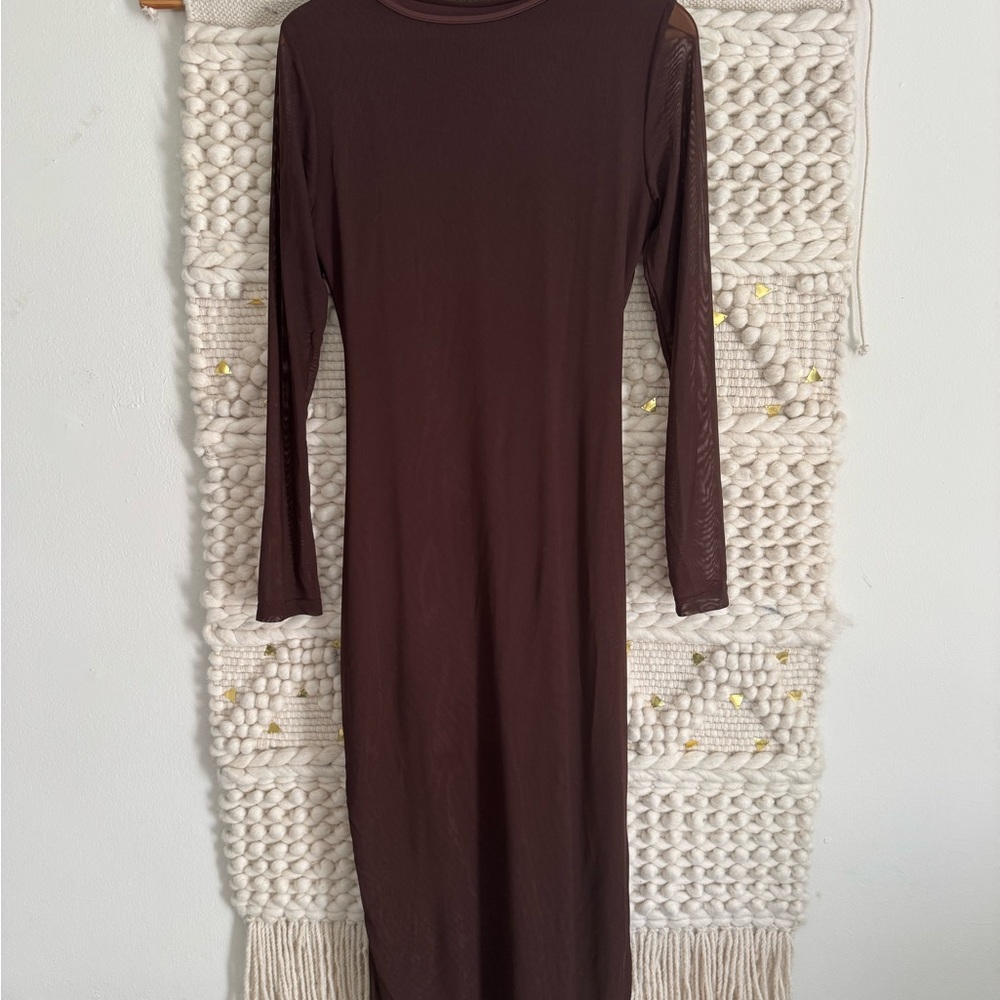 SHEIN Chocolate Long Sleeve Dress
